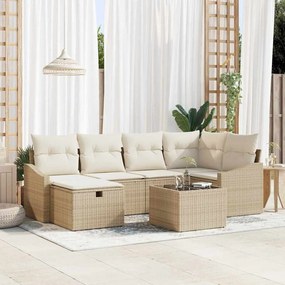 vidaXL Σετ Καναπέ Κήπου 7 pcs Μπεζ 55 x 62 x 69 εκ Πολυ ράταν