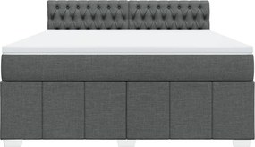 vidaXL Κρεβάτι Boxspring με Στρώμα Σκούρο Γκρι 180x200 εκ Υφασμάτιν