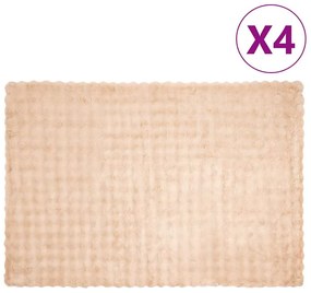 vidaXL Ψεύτικη κουβέρτα από κουνέλι 4 pcs Μπεζ 150 x 220 cm