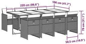 vidaXL Σετ Τραπεζαρίας Κήπου 9 τεμ Μαύρο από Συνθ. Ρατάν με Μαξιλάρια