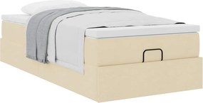 vidaXL Οθωμανικό κρεβάτι με στρώμα Cream 90x190cm ύφασμα