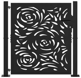 vidaXL Πύλη κήπου Μαύρη 105x106 cm Ατσάλινη φλόγα σχεδιασμού
