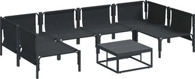 vidaXL Σετ Καναπέ Κήπου με μαξιλάρι 7 pcs Μαύρο Ατσάλι
