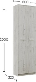 Ντουλάπα Reno με Ράφια Λευκή 60x32x200cm