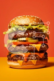 Σετ των 2 Intra Συλλεκτικό Ξύλινο Παζλ Plywood 4mm - Στοιβαγμένο Burger με μαρούλι, τουρσιά και τυρί Σε Ξύλινο Κουτί - Διαστάσεις: 10x10 cm – 25 κομμάτια