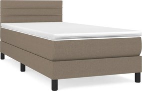 vidaXL Κρεβάτι Boxspring με Στρώμα Taupe 90x190 εκ.Υφασμάτινο