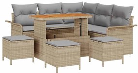 vidaXL Σετ Καναπέ Κήπου με μαξιλάρι 9 pcs Μπεζ συνθετικό ρατάν