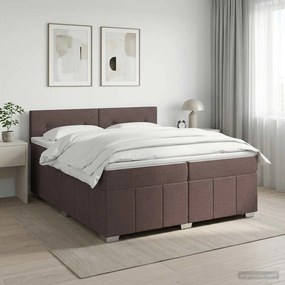vidaXL Κρεβάτι box spring με στρώμα Σκούρο Καφέ 200 x 200 cm Ύφασμα