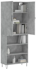 vidaXL Ντουλάπι Γκρι Σκυροδέματος 69,5x34x180 εκ. Επεξεργασμένο Ξύλο