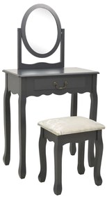 vidaXL Μπουντουάρ με Σκαμπό Γκρι 65x36x128 εκ. Ξύλο Παυλώνιας / MDF
