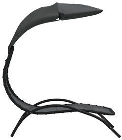 vidaXL Ξαπλώστρα με Σκίαστρο Σκ. Γκρι 167x80x195 εκ. Ύφασμα &amp; Ατσάλι