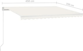 vidaXL Τέντα Συρόμενη Χειροκίνητη Κρεμ 450 x 350 εκ.