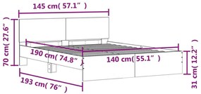 Πλαίσιο Κρεβατιού με Κεφαλάρι Μαύρο 140 x 190 εκ. - Μαύρο