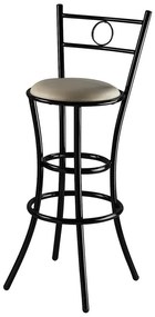 Bar stool No 173 Εκρού, Σκούρη καφέ δερματίνη