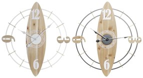 Ρολόι Τοίχου DKD Home Decor Λευκό Φυσικό Σίδερο Ξύλο MDF 61 x 4,5 x 66 cm (x2)