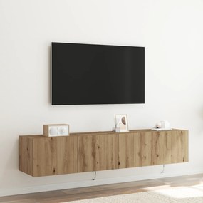 vidaXL Καλόγεροι Τηλεόρασης με Φώτα LED 2 τεμ Κατασκευαστής Δρύς 80x35x31 εκ