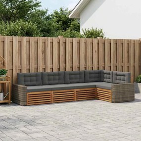 vidaXL Σειρά Καναπέ Εξωτερικού 5 pcs Φυσικό και Ανθρακί