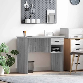 vidaXL Γραφείο με Αποθήκη Γκρι Sonoma 90x49.5x75 cm Επεξεργασμένο Ξύλο
