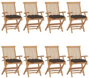 vidaXL Καρέκλες Κήπου 8 τεμ. από Μασίφ Ξύλο Teak με Taupe Μαξιλάρια