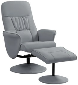 HOMCOM Σετ 2 πολυθρόνων πολυθρόνα με υποπόδιο Relax πολυθρόνα με υποπόδιο, ρυθμιζόμενο ύψος, ανακλινόμενη πλάτη, Ανοιχτό γκρι