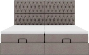 vidaXL Οθωμανικό κρεβάτι με στρώματα Taupe 160x200cm ύφασμα