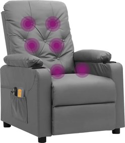 vidaXL Πολυθρόνα Μασάζ Ηλεκτρική Γκρι από Συνθετικό Δέρμα