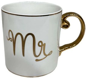 Κούπα Mr Love 028842 8x8x9cm White-Gold Πορσελάνη