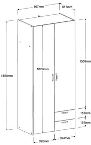 Ντουλάπα Dorm δίφυλλη- Fusiko-Χωρίς πατάρι