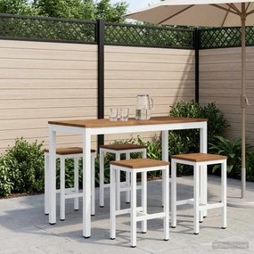 vidaXL Τραπέζι μπαρ κήπου Φυσικό και Λευκό 108,5 x 55 x 105 εκ