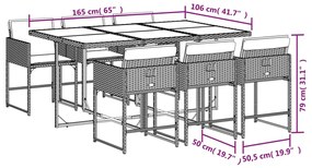 vidaXL Σετ Τραπεζαρίας Κήπου 7 Τεμ. Μαύρο Συνθετικό Ρατάν με Μαξιλάρια