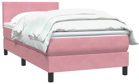 Κρεβάτι Boxspring με Στρώμα Ροζ 90x220 εκ. Βελούδινο - Ροζ