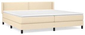 Κρεβάτι Boxspring με Στρώμα Κρεμ 200x200 εκ. Υφασμάτινο - Κρεμ