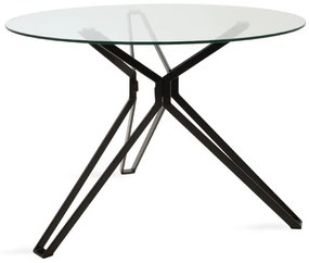 Dining table table Aryan glass top - black legs D110x75cm 110x110x75 εκ.