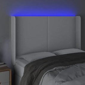 Κεφαλάρι Κρεβατιού LED Λευκό 147x16x118/128 εκ. Συνθετ. Δέρμα - Λευκό