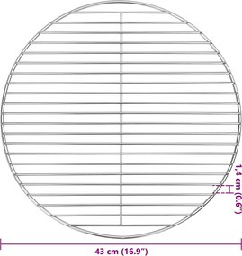 vidaXL Σχάρα μπάρμπεκιου Ασημί 43 x 43 εκ Ανοξείδωτο ατσάλι