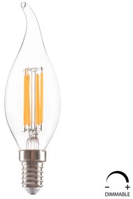 Λαμπτήρας Στυλ Φλόγα Led Filament 6w E14 3000k Διάφανο Dimmable