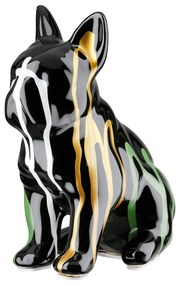 Figure Dog Bulldog Κεραμικό Πολύχρωμο Μαύρο 15X10X19Cm 15X10X19Cm-05161383