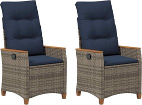 VidaXL Ανακλινόμενη καρέκλα κήπου 2 τμχ. Γκρι και Navy Blue