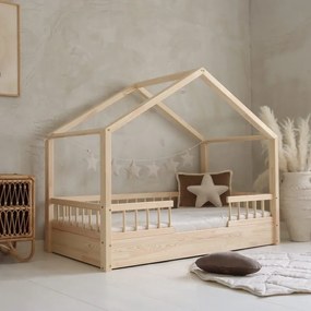 Κρεβάτι Παιδικό Montessori  New House Bello Duo με Αφαιρούμενα Κάγκελα Natural 100×200cm  Luletto (Δώρο 10% έκπτωση στο Στρώμα)