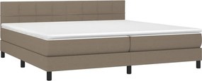 vidaXL Κρεβάτι Boxspring με Στρώμα &amp; LED Taupe 200x200 εκ. Υφασμάτινο