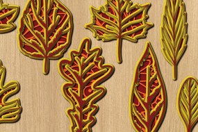Σετ των 2 Intra απο ξύλο plywood 3mm-4mm πάχος 3D Leaves Papercut Layer Δίασταση 15x15 cm INTRAFABR-31938947