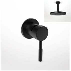 La Torre New Tech Black Matt 12151N-400 Μίκτης Εντοιχισμού 3 Εξόδων με Εκτροπέα+Ανακλινόμενη Κεφαλή Round Ø30εκ+Μπράτσο Τοίχου