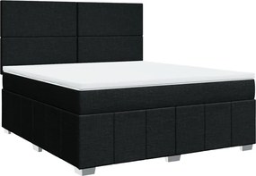 vidaXL Κρεβάτι Boxspring με Στρώμα Μαύρο 180x200 εκ. Υφασμάτινο