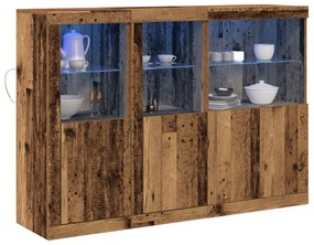 vidaXL Μπουφές με LED Φωτισμό Παλιού Ξύλου 142.5x37x100 cm