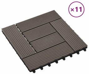 vidaXL Πλακάκια Deck 11 τεμ. Σκούρο Καφέ 30 x 30 εκ. 1 μ² από WPC