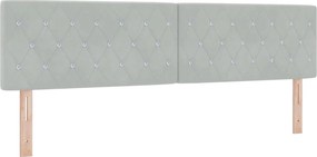 vidaXL Κρεβάτι Ottoman με στρώμα 2 pcs Ανοιχτό γκρι Βελούδο