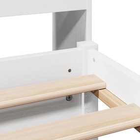 Κρεβάτι Βιβλιοθήκη Χωρίς Στρώμα 120x200 εκ Μασίφ Ξύλο Πεύκο - Λευκό