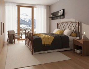 Κρεβάτι Ερμής-150x200-Καφέ Σφυρίλατο-Με ποδαρικό