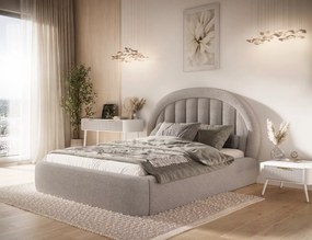 Επενδυμένο κρεβάτι Circle-140 x 200-Καφέ Ανοιχτό