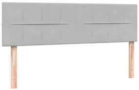 Κρεβάτι Boxspring με Στρώμα Ανοιχτό Γκρι 160x220 εκ. Βελούδινο - Γκρι